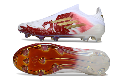 Adidas F50 Elite Laceless FG Firm Ground Soccer Cleats - White/Crimson Red/Golden Yellow