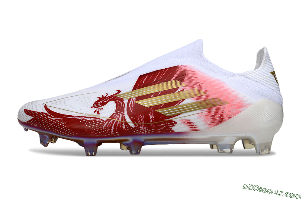 Adidas F50 Elite Laceless FG Firm Ground Soccer Cleats - White/Crimson Red/Golden Yellow 2