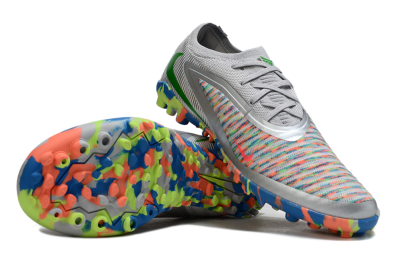 Nike Phantom 6 Low Elite TF Artificial Turf Soccer Shoes - Gray/Neon Orange/Electric Blue