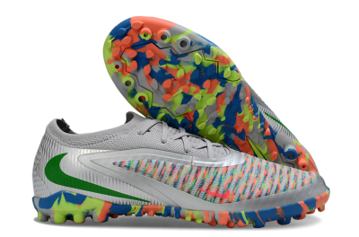 Nike Phantom 6 Low Elite TF Artificial Turf Soccer Shoes - Gray/Neon Orange/Electric Blue