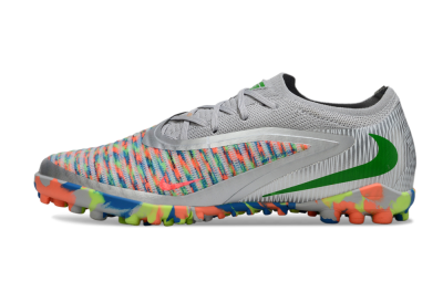 Nike Phantom 6 Low Elite TF Artificial Turf Soccer Shoes - Gray/Neon Orange/Electric Blue