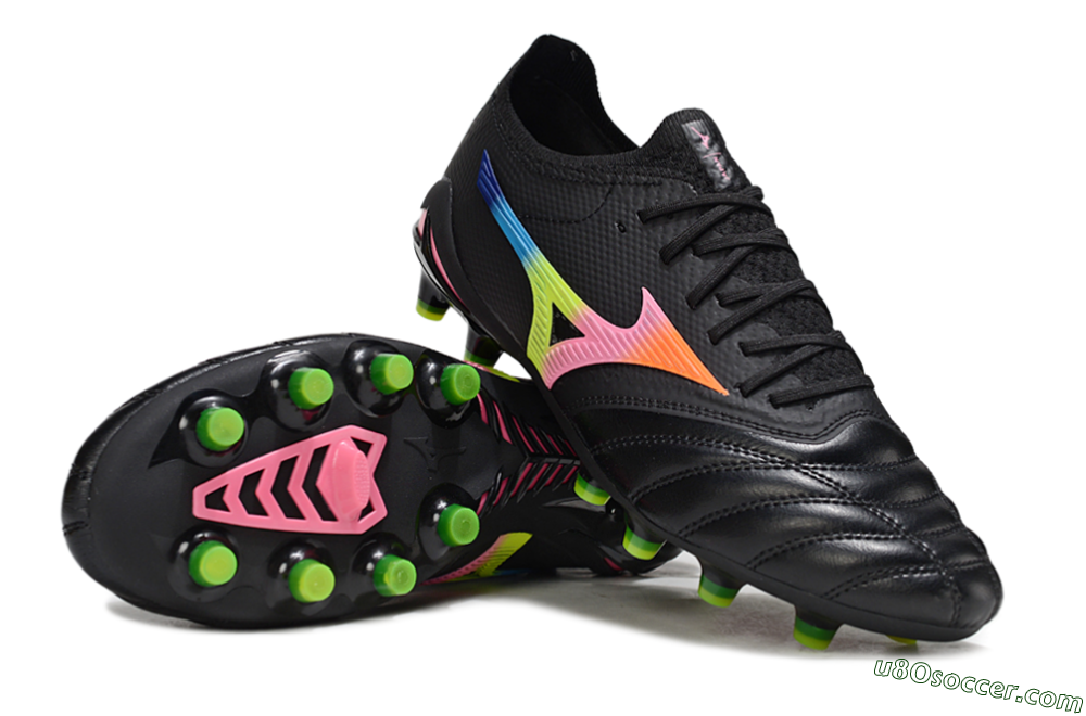 Mizuno Morelia Neo 4 FG Firm Ground Soccer Cleats - Black/Neon Green/Hot Pink 0