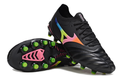 Mizuno Morelia Neo 4 FG Firm Ground Soccer Cleats - Black/Neon Green/Hot Pink