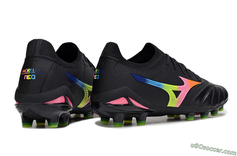 Mizuno Morelia Neo 4 FG Firm Ground Soccer Cleats - Black/Neon Green/Hot Pink 4