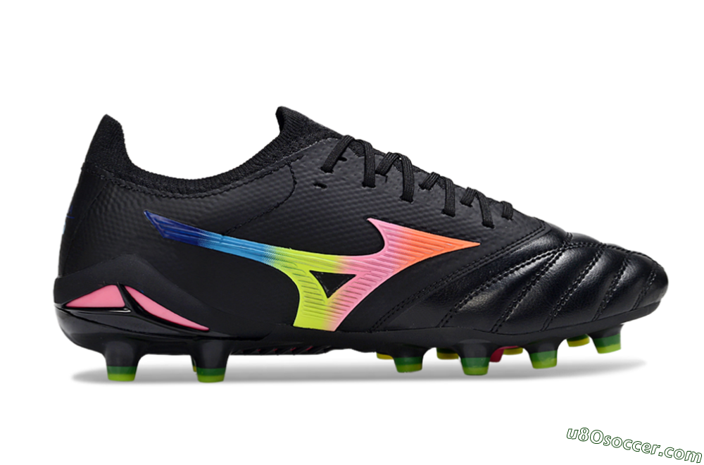 Mizuno Morelia Neo 4 FG Firm Ground Soccer Cleats - Black/Neon Green/Hot Pink 5