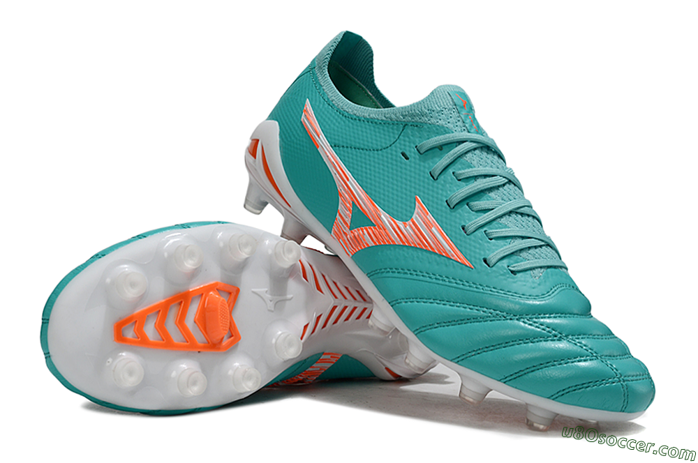 Mizuno Morelia Neo 4 FG Firm Ground Soccer Cleats - Teal/Coral Burst/Sky Blue 0