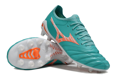 Mizuno Morelia Neo 4 FG Firm Ground Soccer Cleats - Teal/Coral Burst/Sky Blue