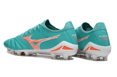 Mizuno Morelia Neo 4 FG Firm Ground Soccer Cleats - Teal/Coral Burst/Sky Blue