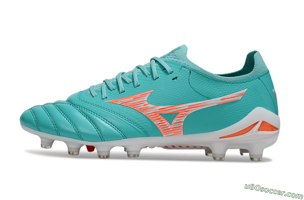 Mizuno Morelia Neo 4 FG Firm Ground Soccer Cleats - Teal/Coral Burst/Sky Blue 2
