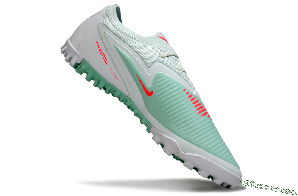 Nike Phantom 6 Low Elite TF Artificial Turf Soccer Shoes - LightGreen/CoralOrange/White 4