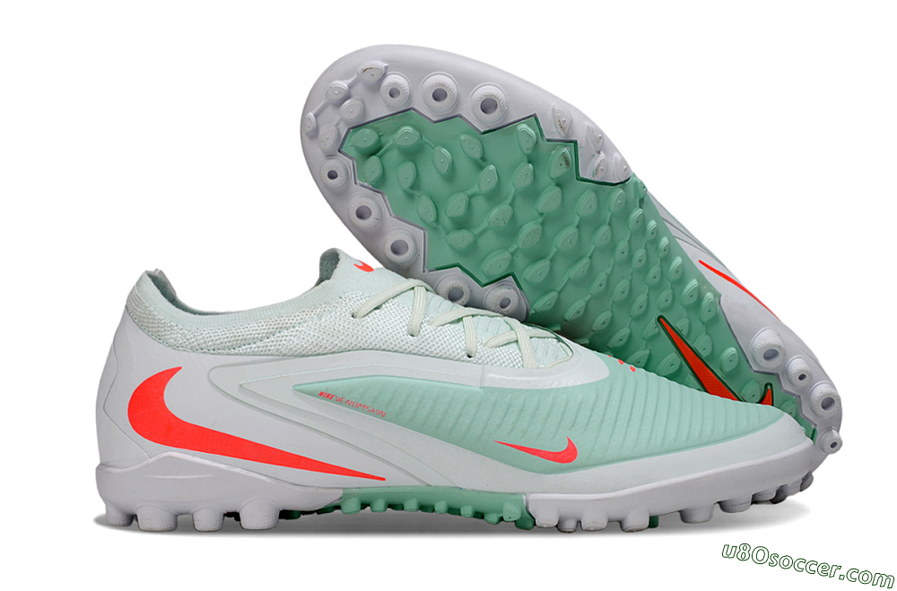 Nike Phantom 6 Low Elite TF Artificial Turf Soccer Shoes - LightGreen/CoralOrange/White 1