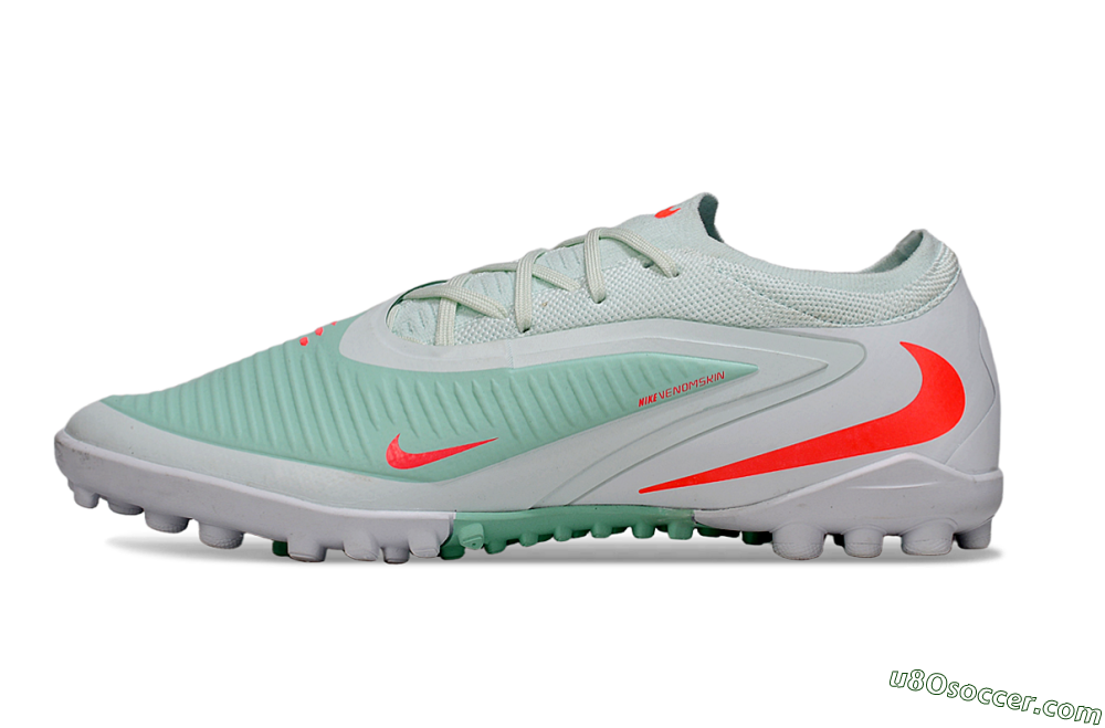 Nike Phantom 6 Low Elite TF Artificial Turf Soccer Shoes - LightGreen/CoralOrange/White 2