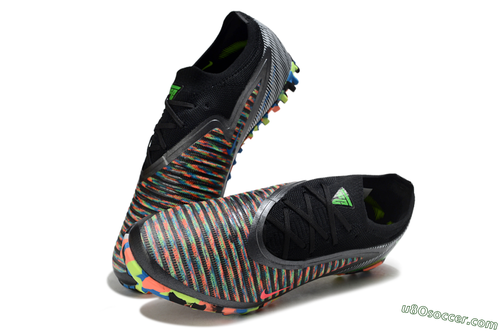 Nike Phantom 6 Low Elite TF Artificial Turf Soccer Shoes - Black/Vibrant Neon/Graphic Multicolor 3