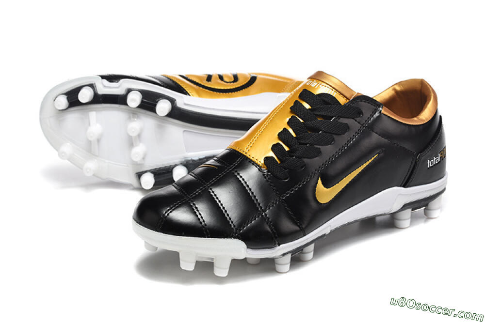 Nike Total 90 III FG Firm Ground Soccer Cleats - Black/Gold Metallic/White 2