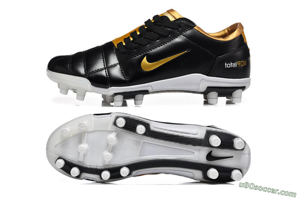 Nike Total 90 III FG Firm Ground Soccer Cleats - Black/Gold Metallic/White 0