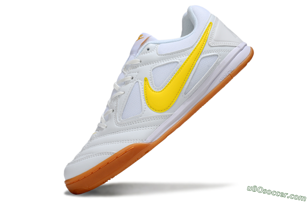 Supreme x Nike SB Gato IC Indoor & Futsal Soccer Shoes - White/Solar Yellow/Copper Brown 5