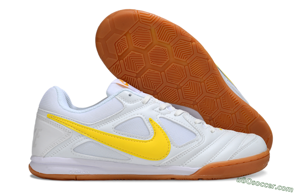Supreme x Nike SB Gato IC Indoor & Futsal Soccer Shoes - White/Solar Yellow/Copper Brown 1