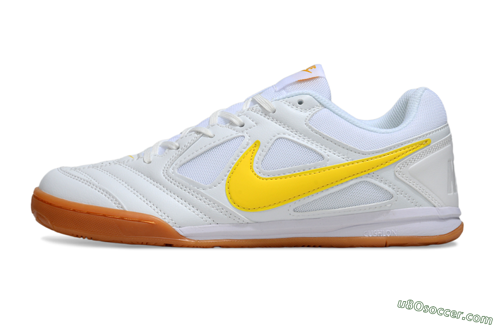 Supreme x Nike SB Gato IC Indoor & Futsal Soccer Shoes - White/Solar Yellow/Copper Brown 2
