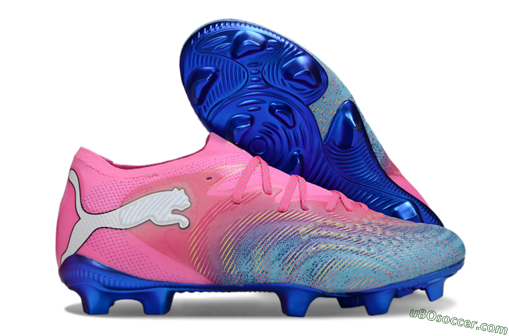 Puma Future 8 Ultimate FG Firm Ground Soccer Cleats - Pink/Electric Blue/Teal 1