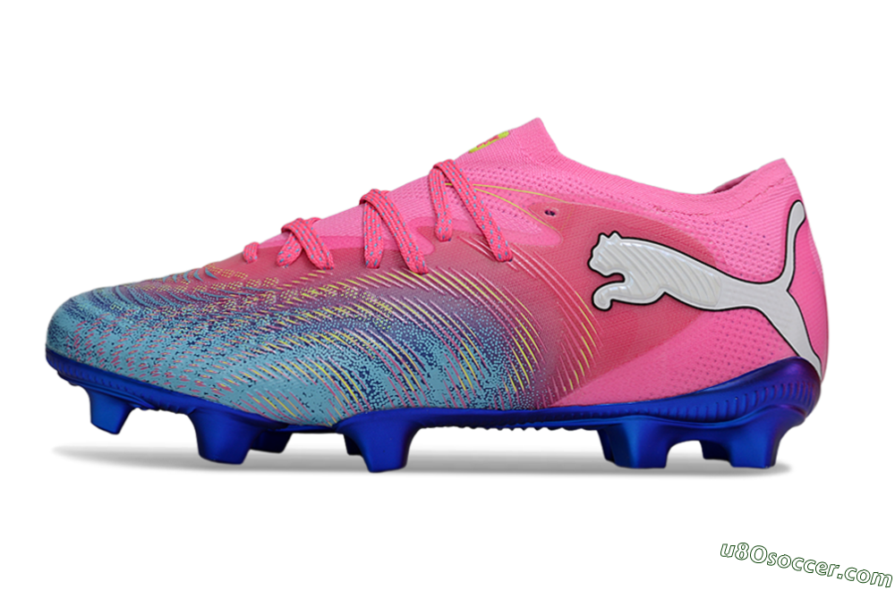 Puma Future 8 Ultimate FG Firm Ground Soccer Cleats - Pink/Electric Blue/Teal 2