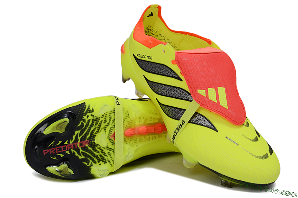 Adidas Predator 26 Elite Fold-Over Tongue FG Firm Ground Soccer Cleats - Yellow/Vibrant Neon/Flaming Coral 3