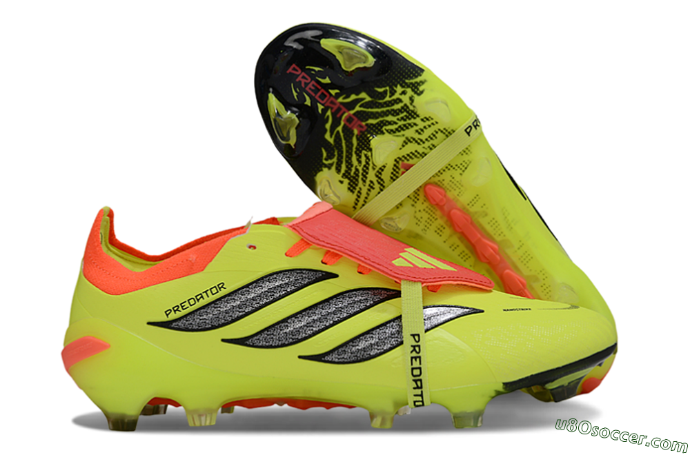 Adidas Predator 26 Elite Fold-Over Tongue FG Firm Ground Soccer Cleats - Yellow/Vibrant Neon/Flaming Coral 1