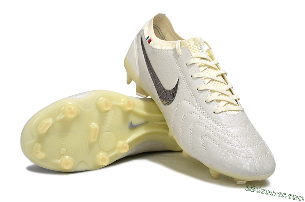 Nike Tiempo Legend 10 Elite FG Firm Ground Soccer Cleats - White/Ivory/Metallic Silver 3