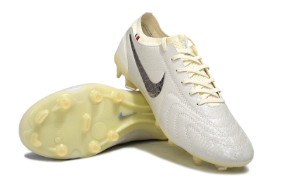 Nike Tiempo Legend 10 Elite FG Firm Ground Soccer Cleats - White/Ivory/Metallic Silver