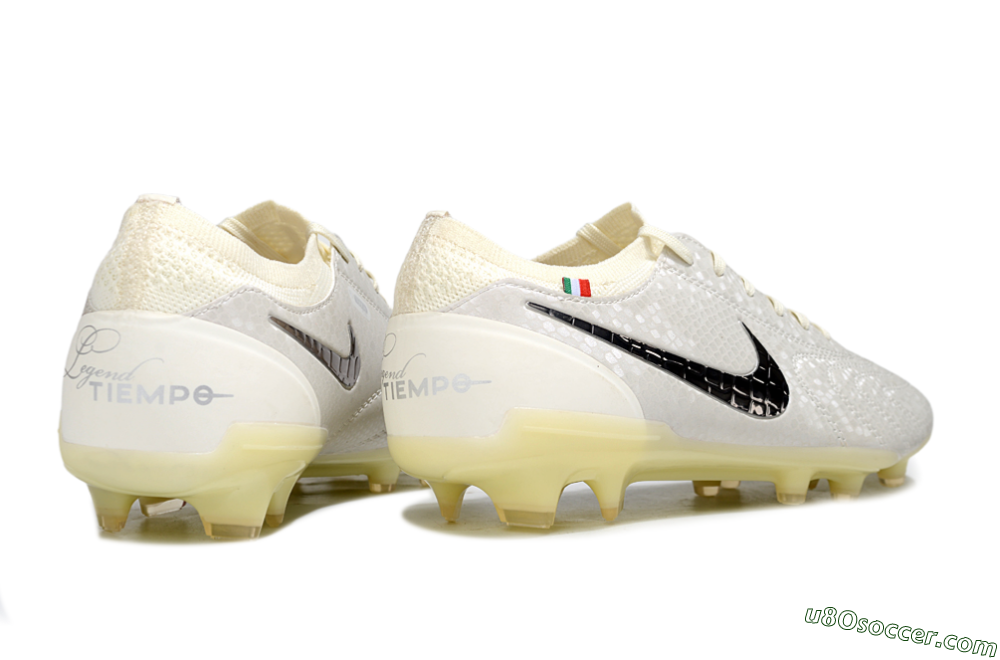 Nike Tiempo Legend 10 Elite FG Firm Ground Soccer Cleats - White/Ivory/Metallic Silver 6
