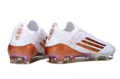 Adidas F50 Pro Laceless FG Firm Ground Soccer Cleats - White/Amber Glow/Rose Gold