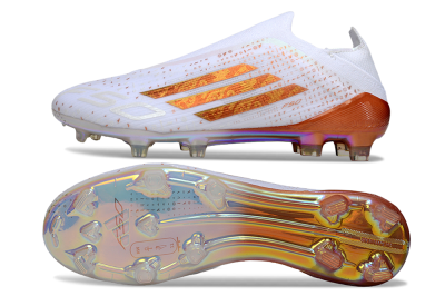 Adidas F50 Pro Laceless FG Firm Ground Soccer Cleats - White/Amber Glow/Rose Gold