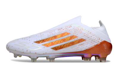 Adidas F50 Pro Laceless FG Firm Ground Soccer Cleats - White/Amber Glow/Rose Gold