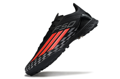Adidas F50 Pro TF Artificial Turf Soccer Shoes - Black/Fiery Red/Steel Grey