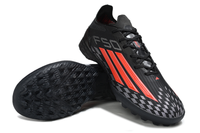 Adidas F50 Pro TF Artificial Turf Soccer Shoes - Black/Fiery Red/Steel Grey