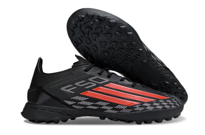 Adidas F50 Pro TF Artificial Turf Soccer Shoes - Black/Fiery Red/Steel Grey