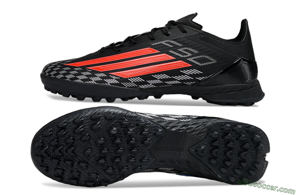 Adidas F50 Pro TF Artificial Turf Soccer Shoes - Black/Fiery Red/Steel Grey 0
