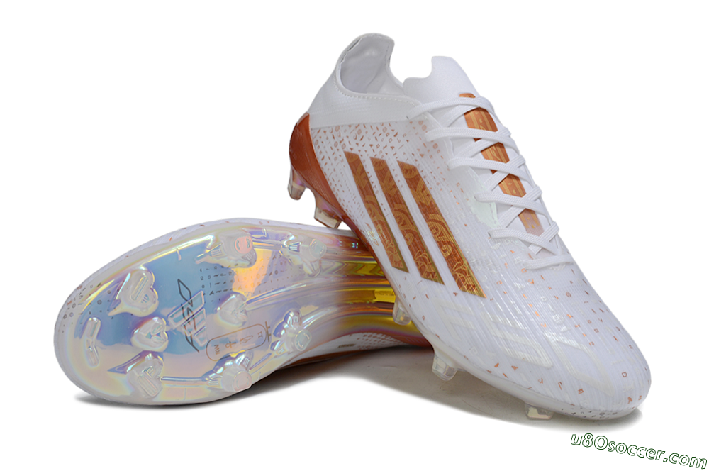 Adidas F50 Pro FG Firm Ground Soccer Cleats - White/Pearl White/Flame Orange 3