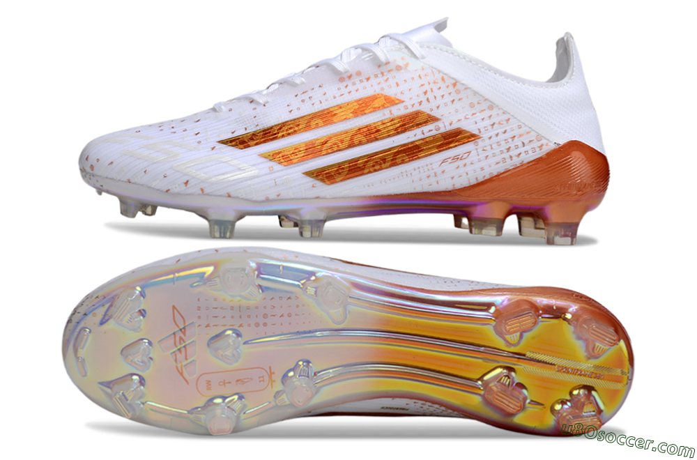 Adidas F50 Pro FG Firm Ground Soccer Cleats - White/Pearl White/Flame Orange 0
