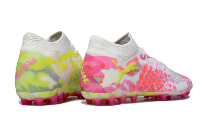 Puma Future 8 Ultimate MG Multi Ground Soccer Cleats - White/Neon Yellow/Pink Sparkle