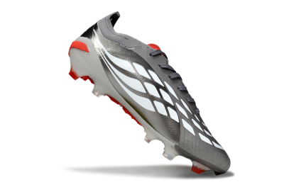 Adidas Predator 25 Elite FG Firm Ground Soccer Cleats - Gray/Fiery Red/Metallic Silver
