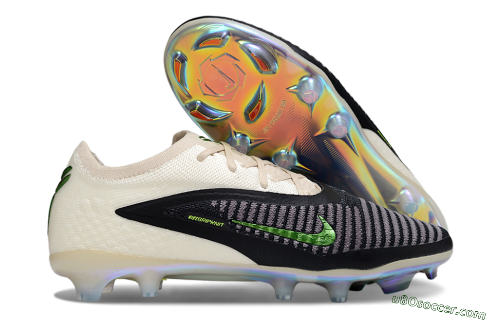 Nike Phantom 6 Low Elite FG Firm Ground Soccer Cleats - Black/Electric Green/Champagne 1
