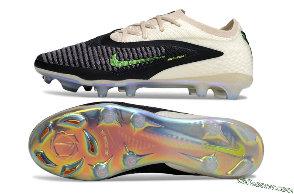 Nike Phantom 6 Low Elite FG Firm Ground Soccer Cleats - Black/Electric Green/Champagne 0