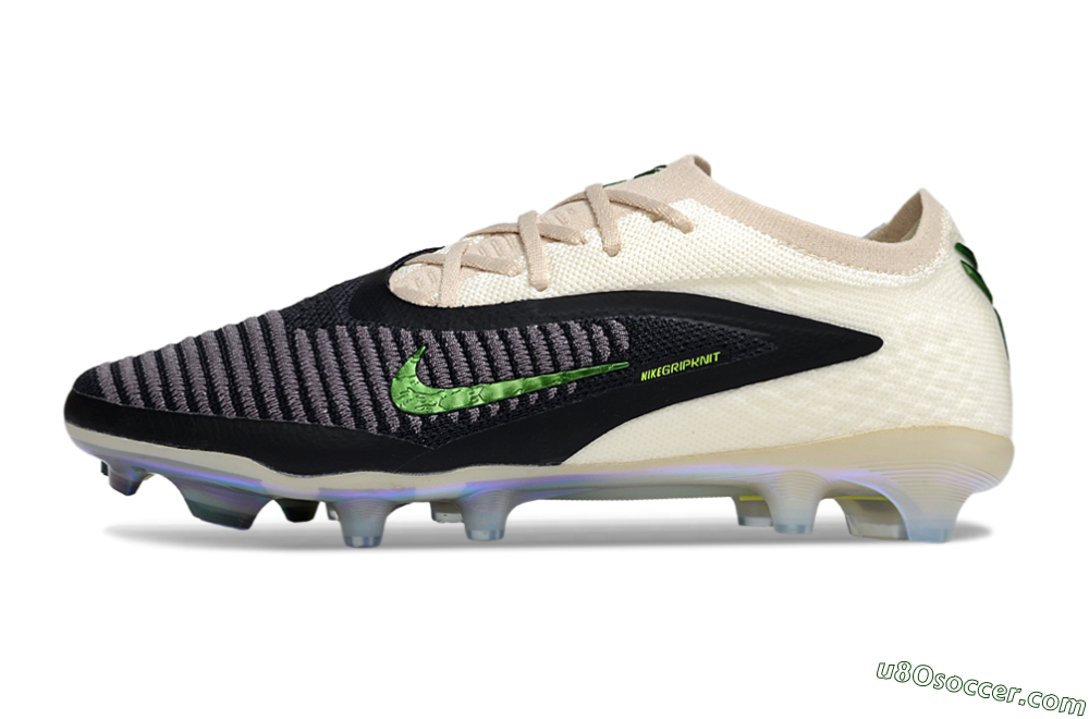 Nike Phantom 6 Low Elite FG Firm Ground Soccer Cleats - Black/Electric Green/Champagne 2