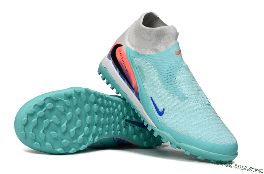 Nike Phantom 6 Elite High TF Artificial Turf Soccer Shoes - Aqua/Bright Aqua/Coral Burst 3