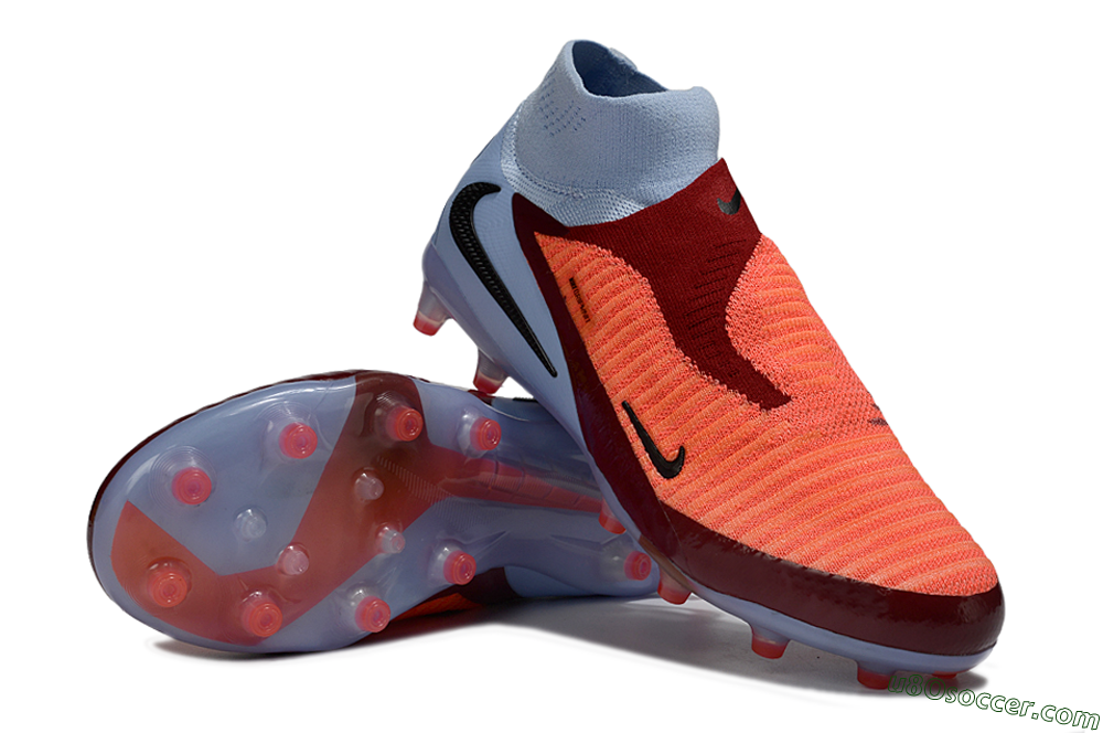 Nike Phantom 6 Elite High AG Artificial Grass Soccer Cleats - Orange/Crimson Burst/Light Blue 3