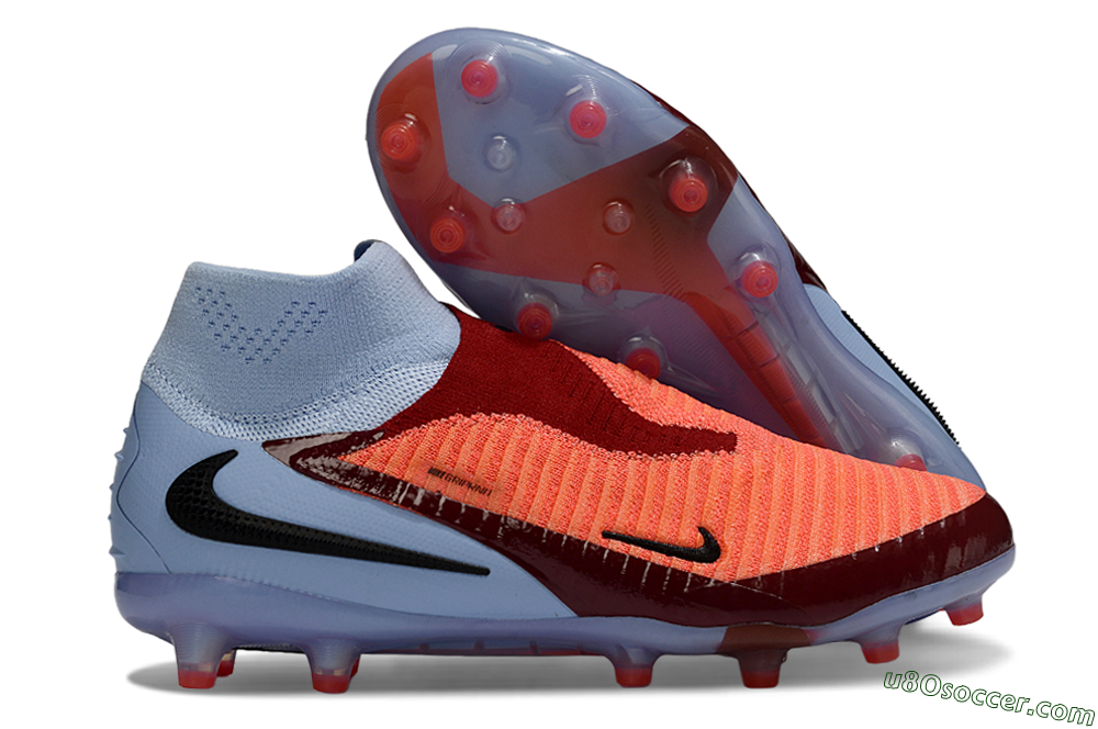 Nike Phantom 6 Elite High AG Artificial Grass Soccer Cleats - Orange/Crimson Burst/Light Blue 1