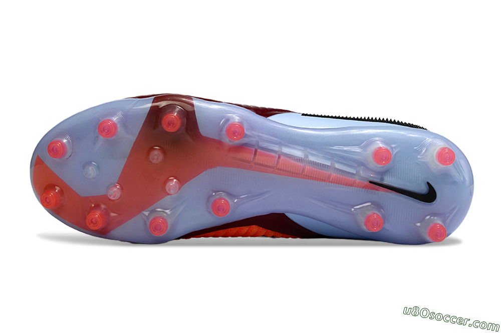 Nike Phantom 6 Elite High AG Artificial Grass Soccer Cleats - Orange/Crimson Burst/Light Blue 6