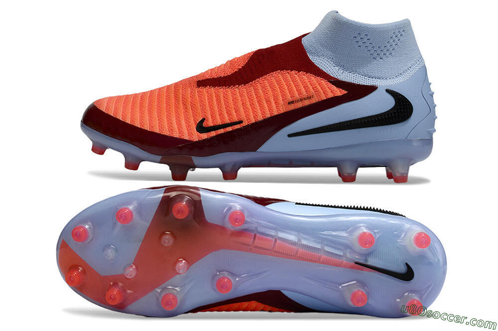 Nike Phantom 6 Elite High AG Artificial Grass Soccer Cleats - Orange/Crimson Burst/Light Blue 0