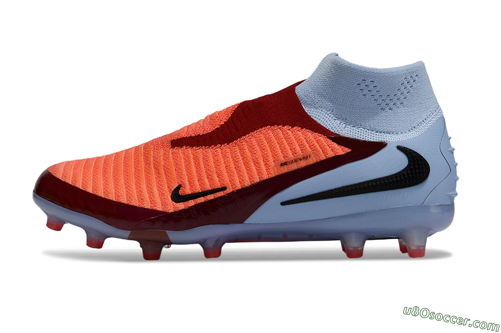 Nike Phantom 6 Elite High AG Artificial Grass Soccer Cleats - Orange/Crimson Burst/Light Blue 2