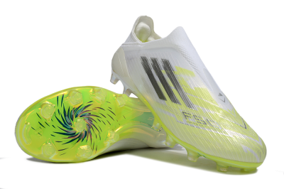 Adidas F50+ Elite Laceless FG Firm Ground Soccer Cleats - White/Electric Yellow/Iridescent Silver